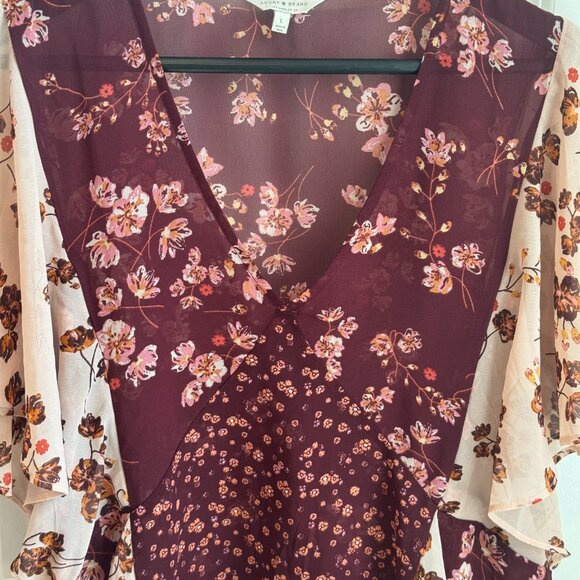 Lucky Brand Mixed Floral Flowy Blouse Top Large Women's Shirt - Picture 4 of 8